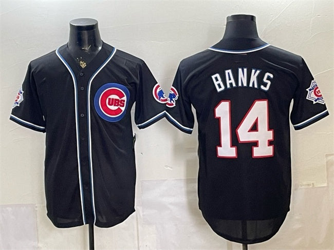 Chicago Cubs #14 Ernie Banks 150th Anniversary Black HeidiMiller Out Style Vapor Premier Limited Stitched Jersey