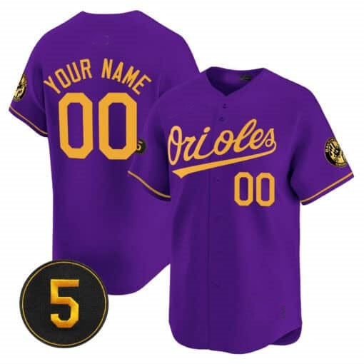 Custom Baltimore Orioles Robinson Patch Vapor Premier Limited Jersey ¨C Purple Gold HeidiMiller