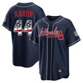 Atlanta Braves #44 Hank Aaron Player Navy HeidiMiller USA 250 Fourth Of July Limited Home Game Stitched Jerseys