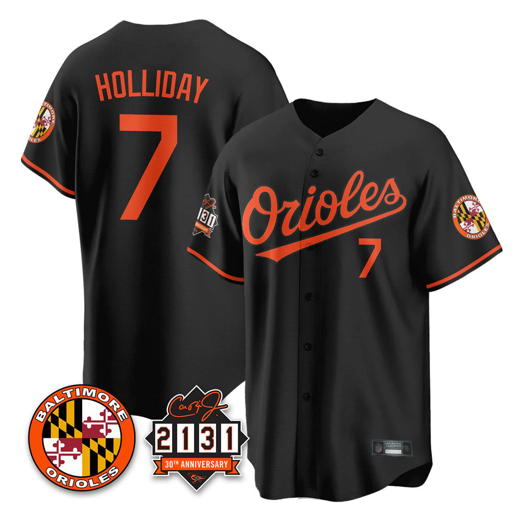 Baltimore Orioles #7 Jackson Holliday Player Black HeidiMiller 30th Anniversary of 2131 Home Game Stitched Jerseys