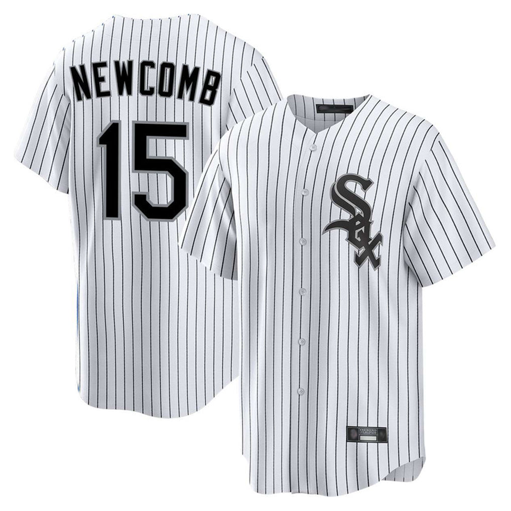 Chicago White Sox #15 Sean Newcomb Player White HeidiMiller Stripe Home Game Stitched Jerseys
