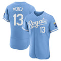 Kansas City Royals #13 Salvador Perez Player Light Blue HeidiMiller Alt Limited Elite Home Stitched Jerseys
