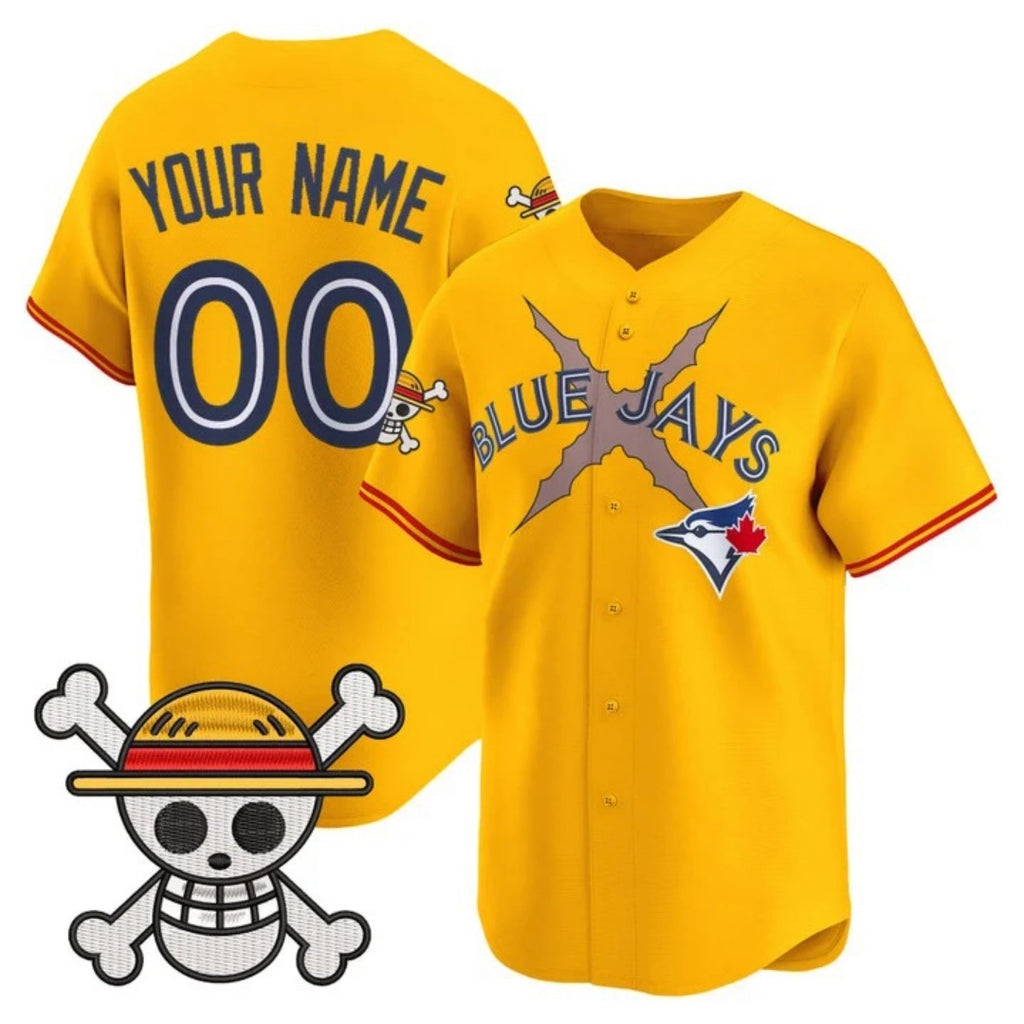 Custom Toronto Blue Jays x One Piece Gold HeidiMiller Vapor Premier Limited Jersey - Stitched