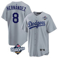 Los Angeles Dodgers #8 Enrique Hern¨¢ndez Player Gray HeidiMiller World Series Game Stitched Jerseys