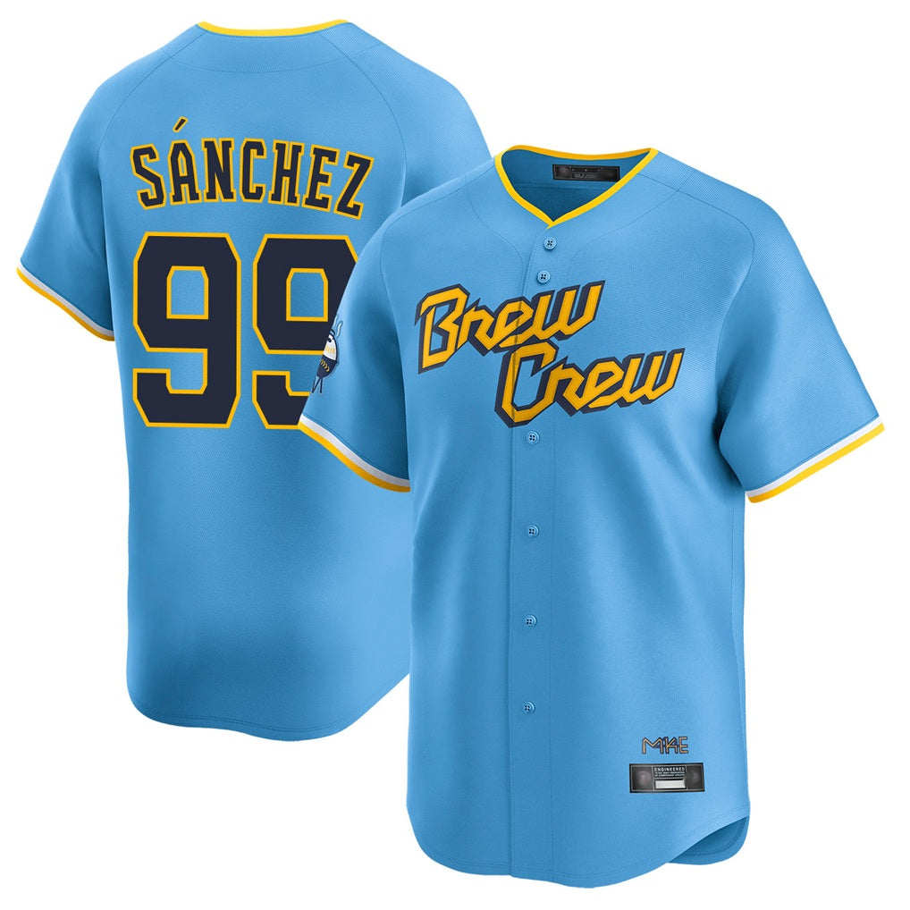 Milwaukee Brewers #99 Gary Sanchez Player Light Blue HeidiMiller City Connect Home Limited Stitched Jerseys