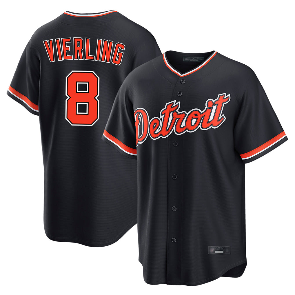 Detroit Tigers #8 Matt Vierling Player Navy HeidiMiller Home Game Stitched Jerseys