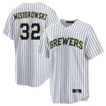 Milwaukee Brewers #32 Jacob Misiorowski Player White HeidiMiller Stripes Home Game Stitched Jerseys
