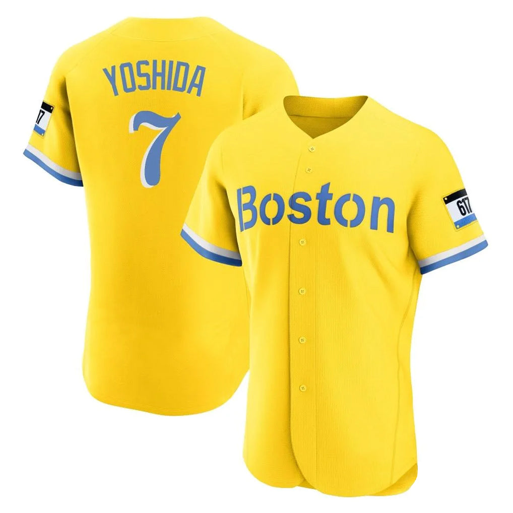 Boston Red Sox #7 Masataka Yoshida Player Yellow HeidiMiller Limited Elite Home Game Stitched Jerseys1