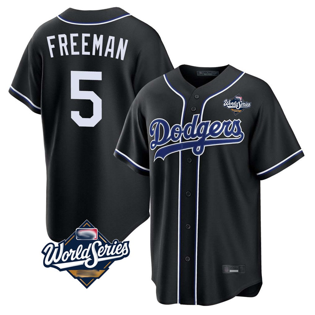 Los Angeles Dodgers #5 Freddie Freeman Player Black HeidiMiller World Series Black Carbon Limited Home Stitched Jerseys
