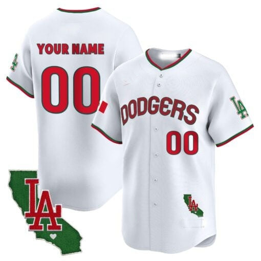 Custom Los Angeles Dodgers Mexico California Patch Vapor Premier Limited Jersey V3 ¨C All Stitched-White HeidiMiller