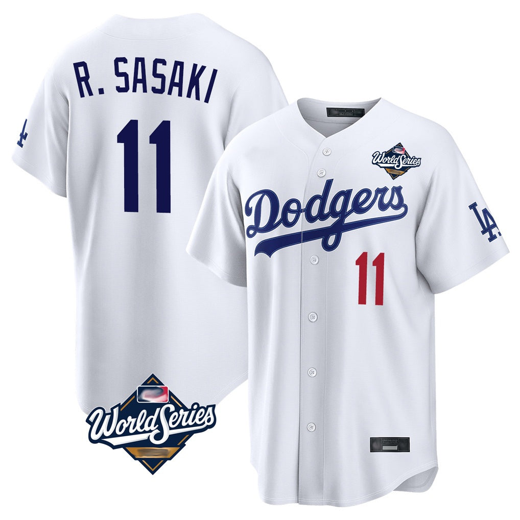 Los Angeles Dodgers #11 Roki Sasaki Player White HeidiMiller World Series Home Game Stitched Jerseys