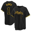 Atlanta Braves #1 Ozzie Albies Player Black HeidiMiller Snake Skin City Home Game Stitched Jerseys