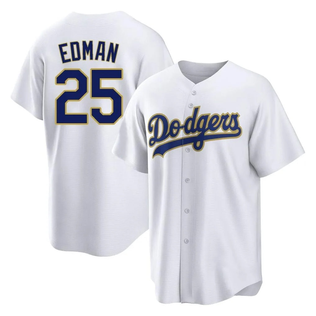 Los Angeles Dodgers #25 Tommy Edman Player Gold White HeidiMiller 2026 Collection Stadium Game Stitched Jerseys