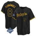 Los Angeles Dodgers #8 Enrique Hern¨¢ndez Player Black Gold HeidiMiller World Series Meet Limited Home Stitched Jerseys