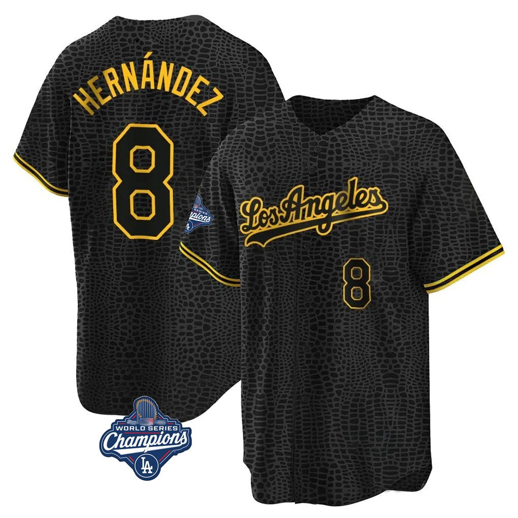 Los Angeles Dodgers #8 Enrique Hern¨¢ndez Player Black Gold HeidiMiller World Series Meet Limited Home Stitched Jerseys