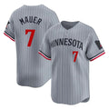 Minnesota Twins #7 Joe Mauer Player Gray HeidiMiller Home Limited Stitched Jerseys