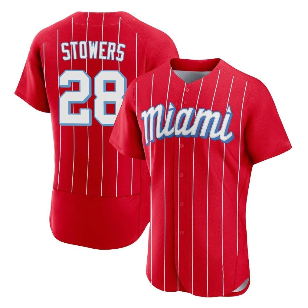 Miami Marlins #28 Kyle Stowers Player Red HeidiMiller City Connect Home Limited Elite Stitched Jerseys