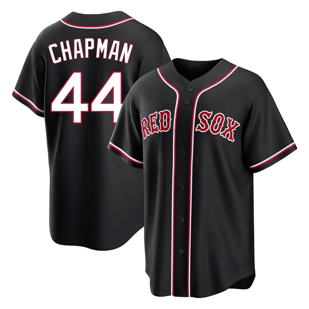 Boston Red Sox #44 Aroldis Chapman Player Black HeidiMiller Out Home Game Stitched Jerseys
