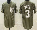 New York Yankees #3 Babe Ruth Olive HeidiMiller Pinstripe 2026 Armed Forces Day Salute To Service Jersey