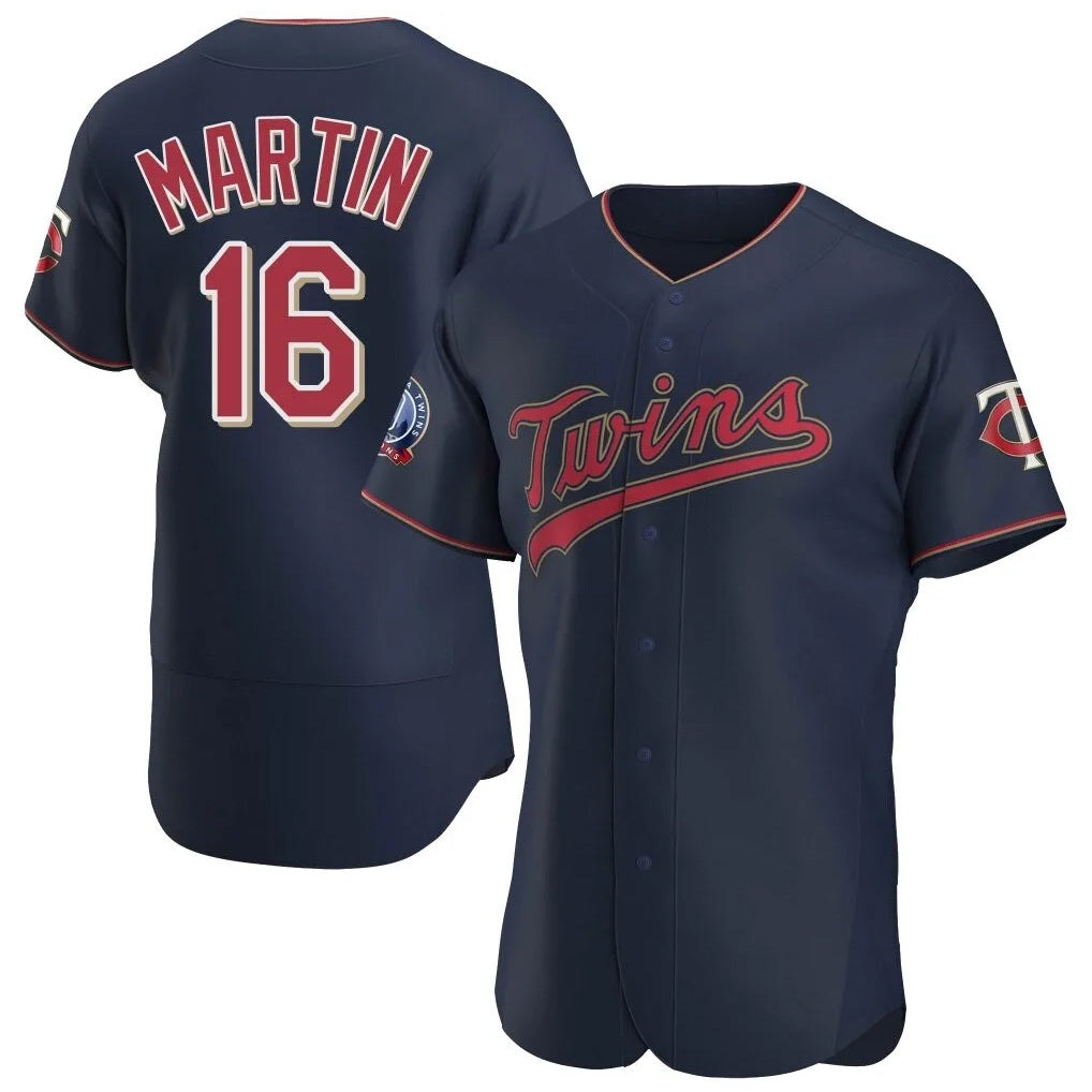 Minnesota Twins #16 Austin Martin Player Navy HeidiMiller 60th Home Limited Elite Stitched Jerseys