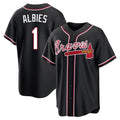 Atlanta Braves #1 Ozzie Albies Player Black HeidiMiller Fashion Out Game Stitched Jerseys