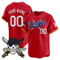 Custom Los Angeles Dodgers x One Piece Red HeidiMiller Zoro Patch Vapor Premier Limited Jersey - Stitched