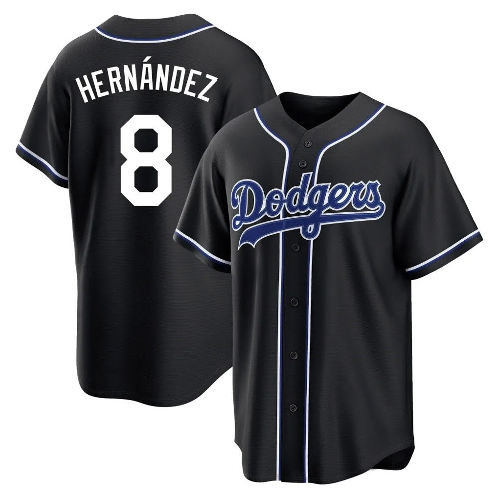 Los Angeles Dodgers #8 Enrique Hern¨¢ndez Player Black HeidiMiller Carbon Limited Home Stitched Jerseys