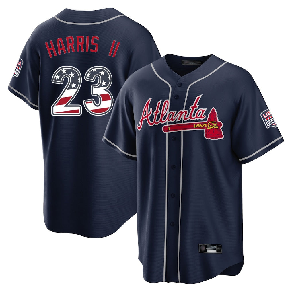 Atlanta Braves #23 Michael Harris II Player Navy HeidiMiller USA 250 Fourth Of July Limited Home Game Stitched Jerseys