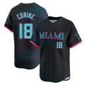 Miami Marlins #18 Griffin Conine Player Black HeidiMiller City Connect Home Limited Stitched Jerseys