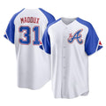 Atlanta Braves #31 Greg Maddux Player White HeidiMiller City Connect Home Game Stitched Jerseys