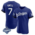 Los Angeles Dodgers #7 Blake Snell Player Royal HeidiMiller City Connect Elite World Series Meet Home Stitched Jerseys