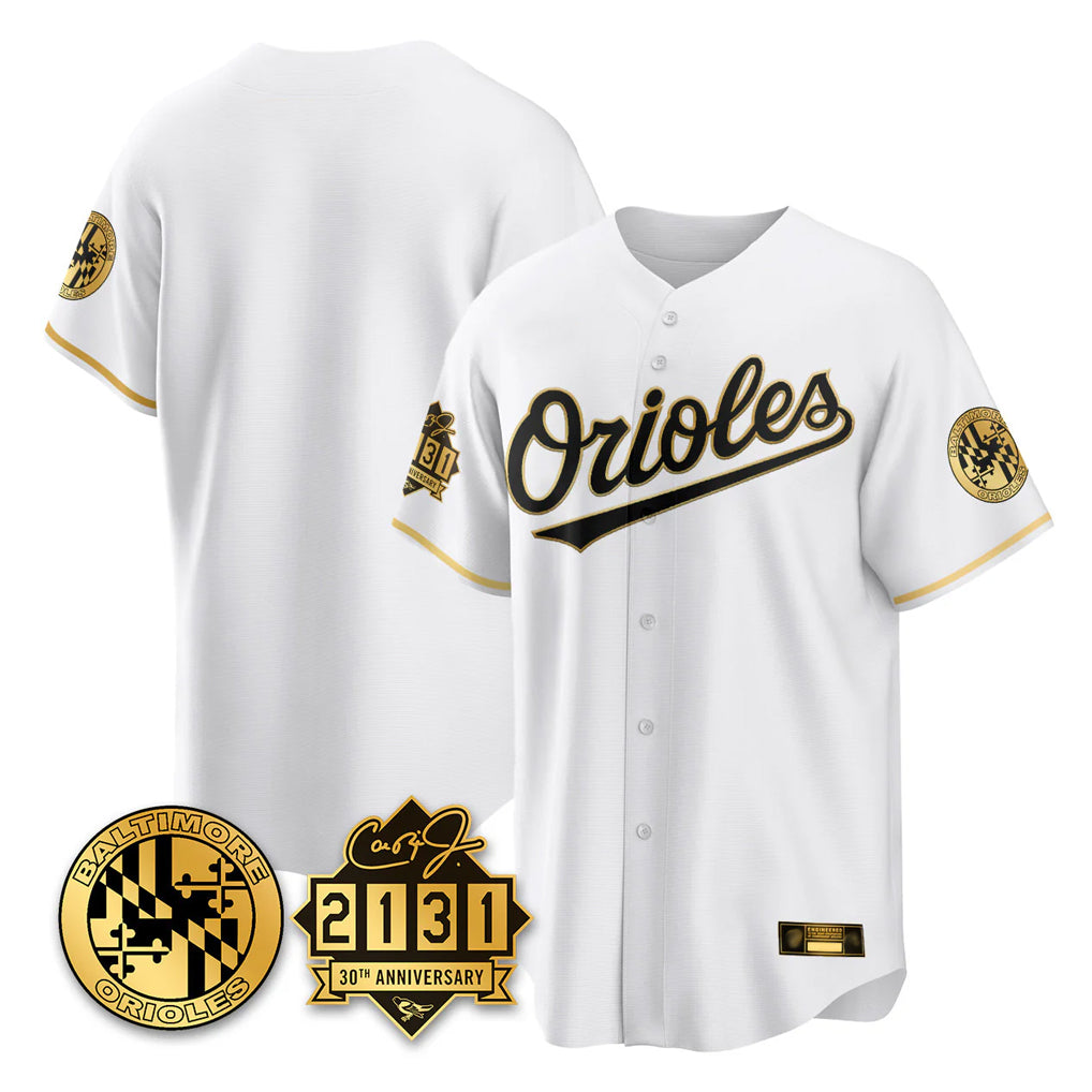 Baltimore Orioles White Gold HeidiMiller 30th Anniversary of 2131 Home Game Blank Player Stitched Jerseys