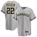 Milwaukee Brewers #22 Christian Yelich Player Gray HeidiMiller Home Game Stitched Jerseys