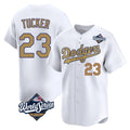 Los Angeles Dodgers #23 Kyle Tucker Player White Gold HeidiMiller World Series Collection Limited Home Stitched Jerseys