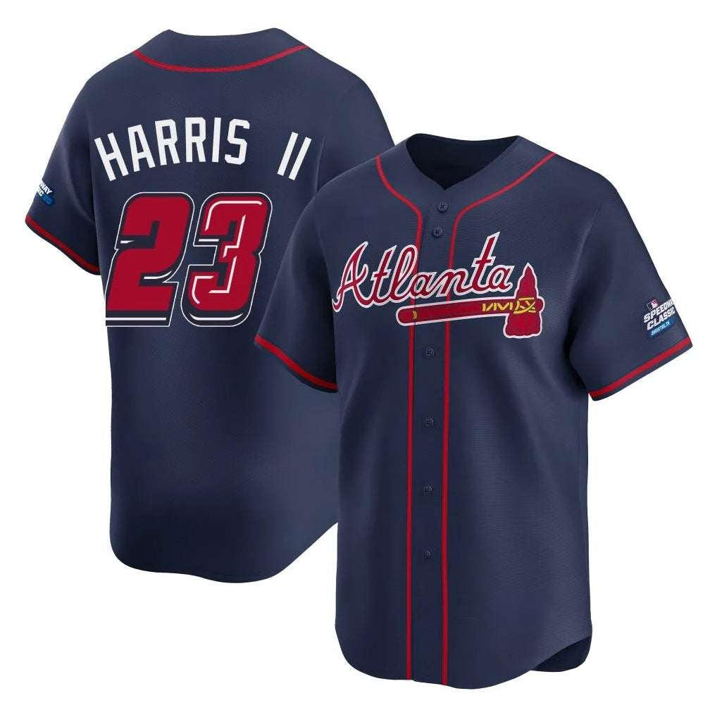 Atlanta Braves #23 Michael Harris II Player Navy HeidiMiller 2025 Speedway Classic Home Game Stitched Jerseys