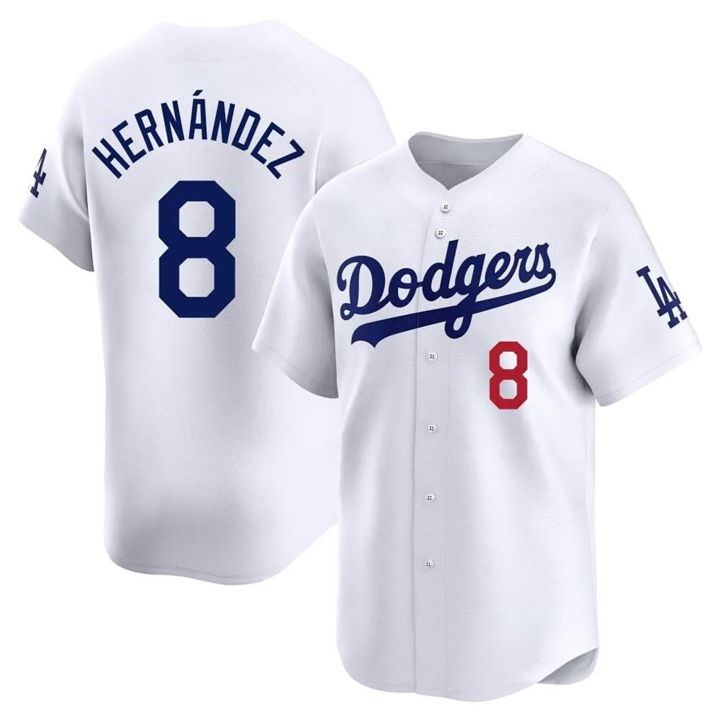 Los Angeles Dodgers #8 Enrique Hern¨¢ndez Player White HeidiMiller Limited Home Stitched Jerseys