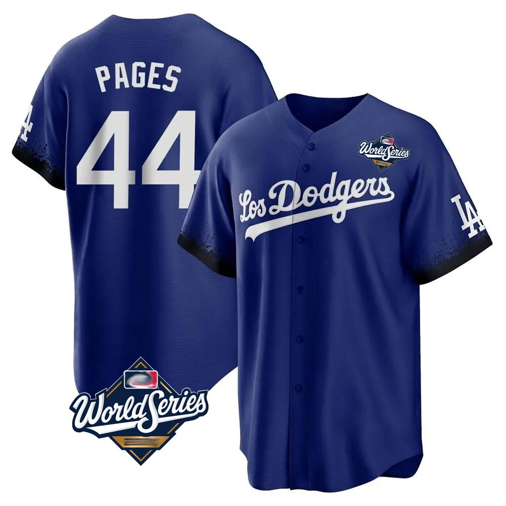 Los Angeles Dodgers #44 Andy Pages Player Royal HeidiMiller World Series City Connect Home Game Stitched Jerseys