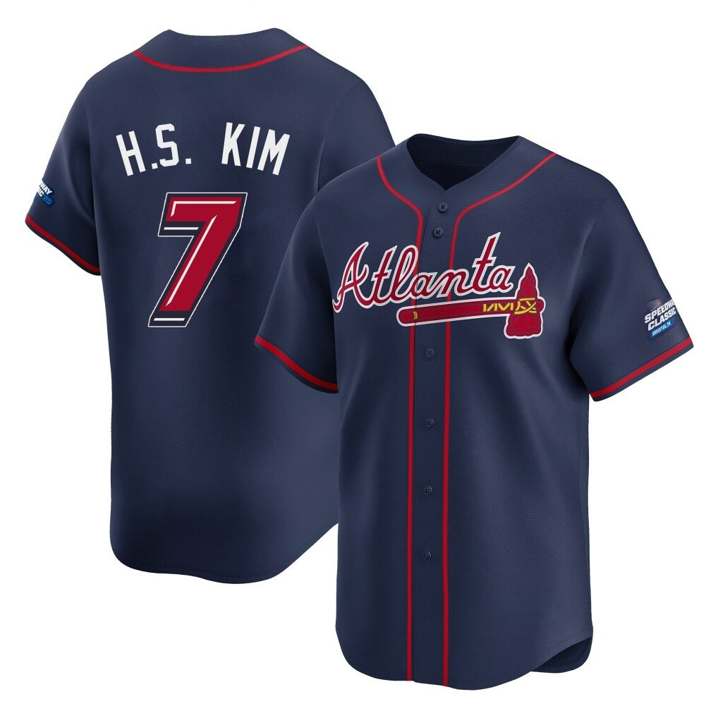 Atlanta Braves #7 Ha-Seong Kim Player Navy HeidiMiller 2025 Speedway Classic Home Game Stitched Jerseys
