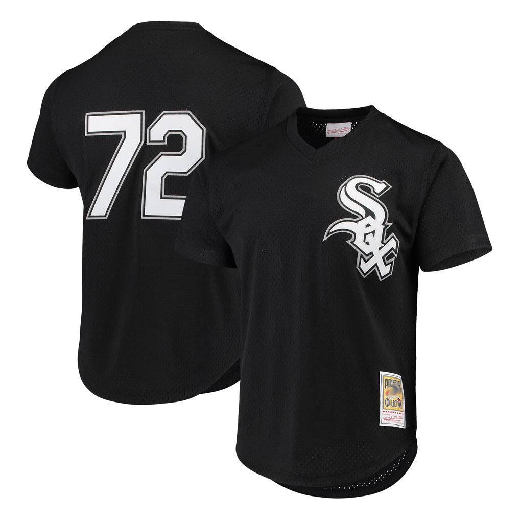 Chicago White Sox #72 Carlton Fisk Player Black HeidiMiller Mitchell & Ness Cooperstown Collection Mesh Game Stitched Jerseys