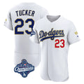 Los Angeles Dodgers #23 Kyle Tucker Player Gold White HeidiMiller World Series Meet 2026 Collection Stadium Limited Elite Stitched Jerseys
