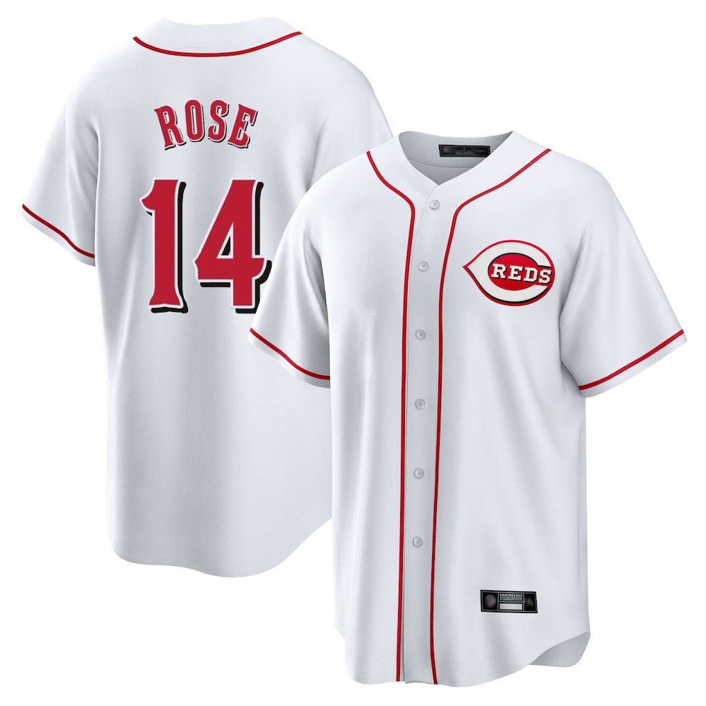 Cincinnati Reds #14 Pete Rose Player White HeidiMiller Game Home Stitched Jerseys