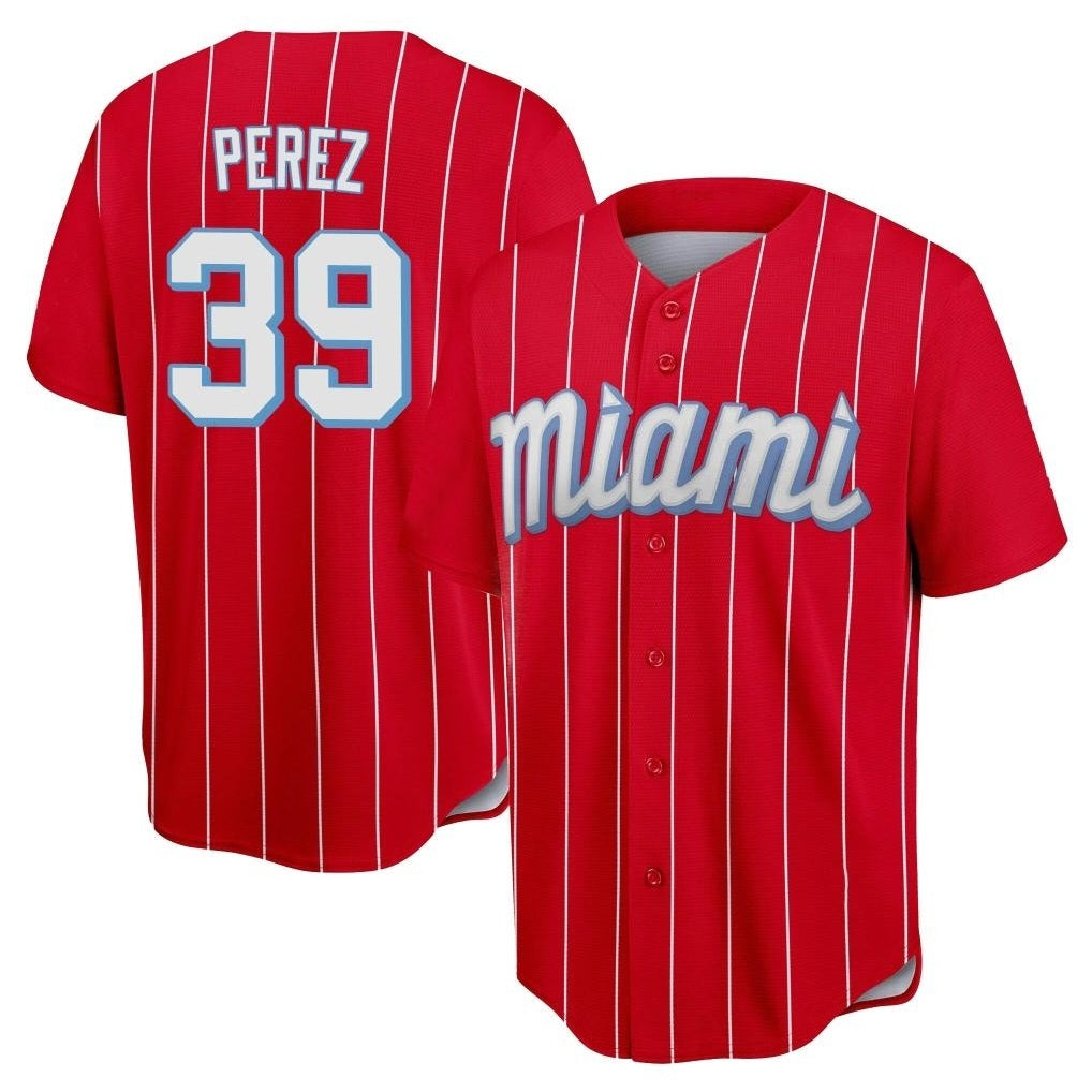 Miami Marlins #39 Eury Perez Player Red HeidiMiller City Connect Home Game Stitched Jerseys