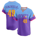 Colorado Rockies #49 Antonio Senzatela Player Purple-Light Blue HeidiMiller City Connect Limited Home T-shirt Stitched Jerseys