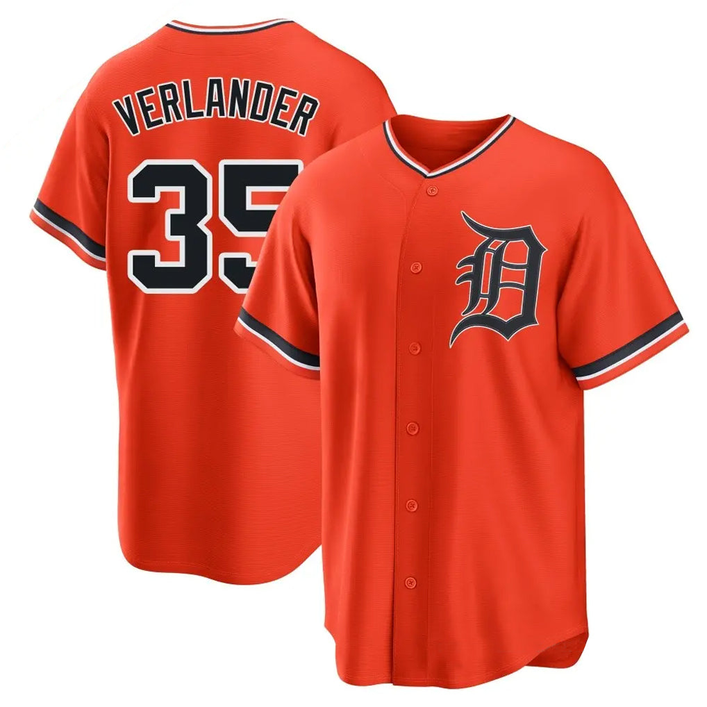 Detroit Tigers #35 Justin Verlander Player Orange HeidiMiller Home Game Stitched Jerseys