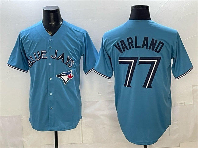 Toronto Blue Jays #77 Louis Varland Blue HeidiMiller Stitched Jersey