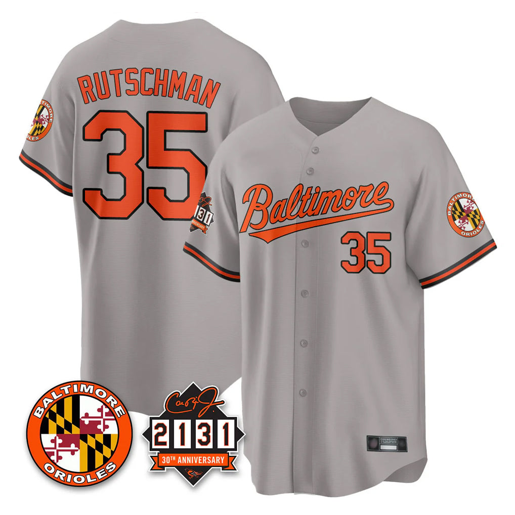 Baltimore Orioles #35 Adley Rutschman Player Gray HeidiMiller 30th Anniversary of 2131 Home Game Stitched Jerseys