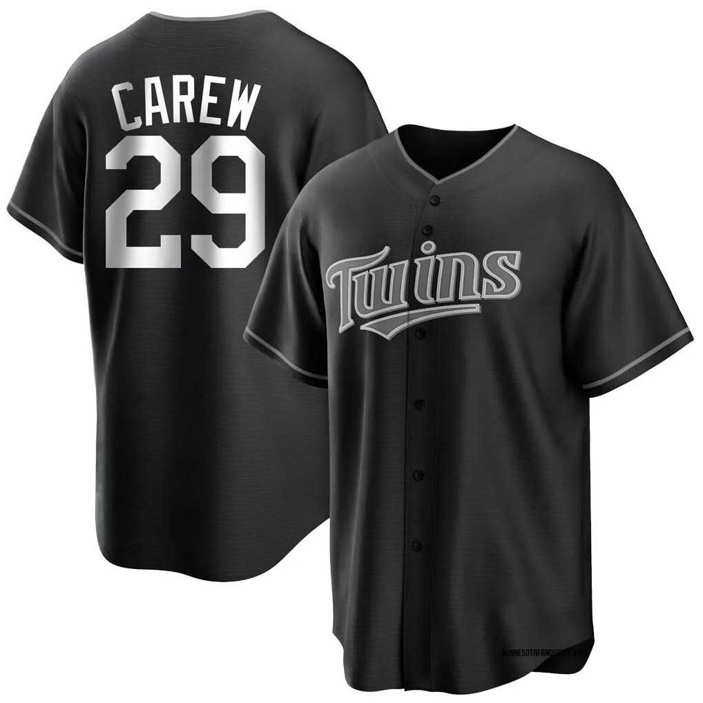 Minnesota Twins #29 Rod Carew Player Black HeidiMiller Home Game Stitched Jerseys