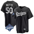 Los Angeles Dodgers #50 Mookie Betts Player Black HeidiMiller World Series Meet Carbon Limited Game Stitched Jerseys