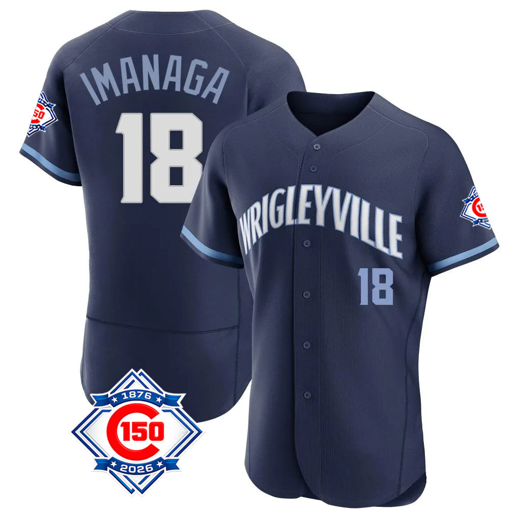 Chicago Cubs #18 Shota Imanaga Player Navy HeidiMiller City Connect 150th Anniversary Limited Elite Home Stitched Jerseys