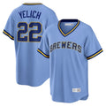 Milwaukee Brewers #22 Christian Yelich Player Light Blue HeidiMiller Cooperstown Collection Game T-shirt Stitched Jerseys